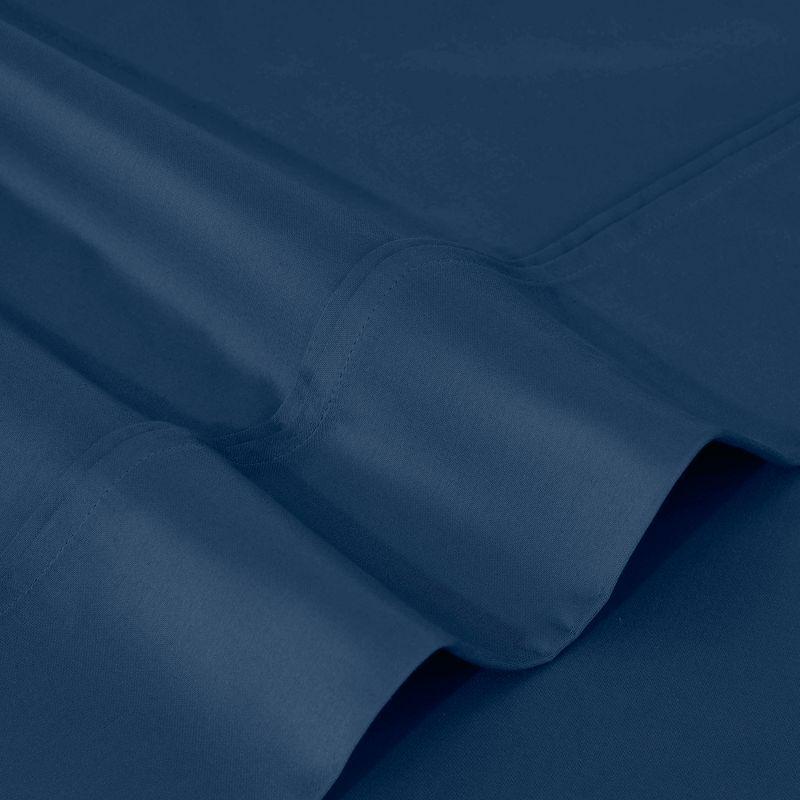 Luxury Sustainable Cotton 1200 Thread Count Solid Sheet Set, King, Navy Blue - Blue Nile Mills