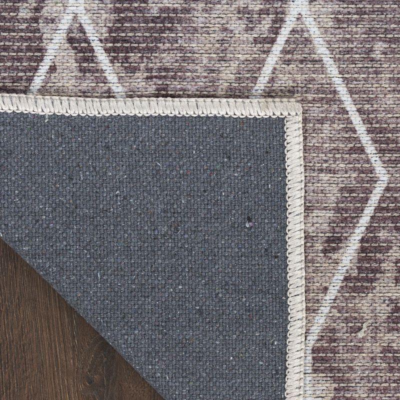 Geometric Machine Washable Polyester/Cotton Area Rug in Mocha