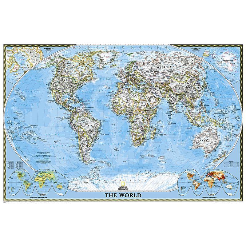 National Geographic World and United States Classic, Poster Size, Map Pack Bundle, 36" x 24"