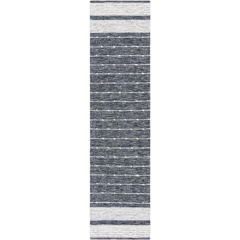 Striped Kilim STK509 Hand Woven Runner Rug - Black/Ivory - 2'3"x9' - Safavieh.
