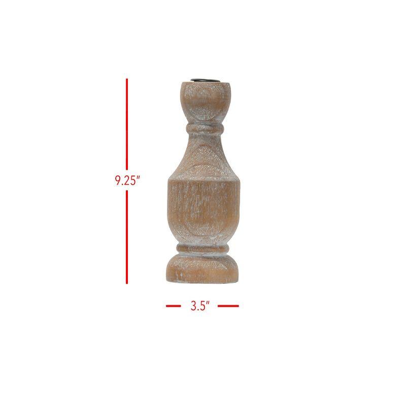 Natural Whitewashed Wood Taper Candle Holder