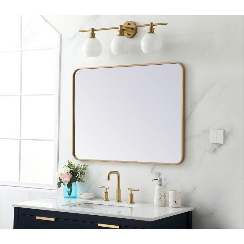 Elegant Lighting Soft corner metal rectangular mirror 27x36 inch in Brass