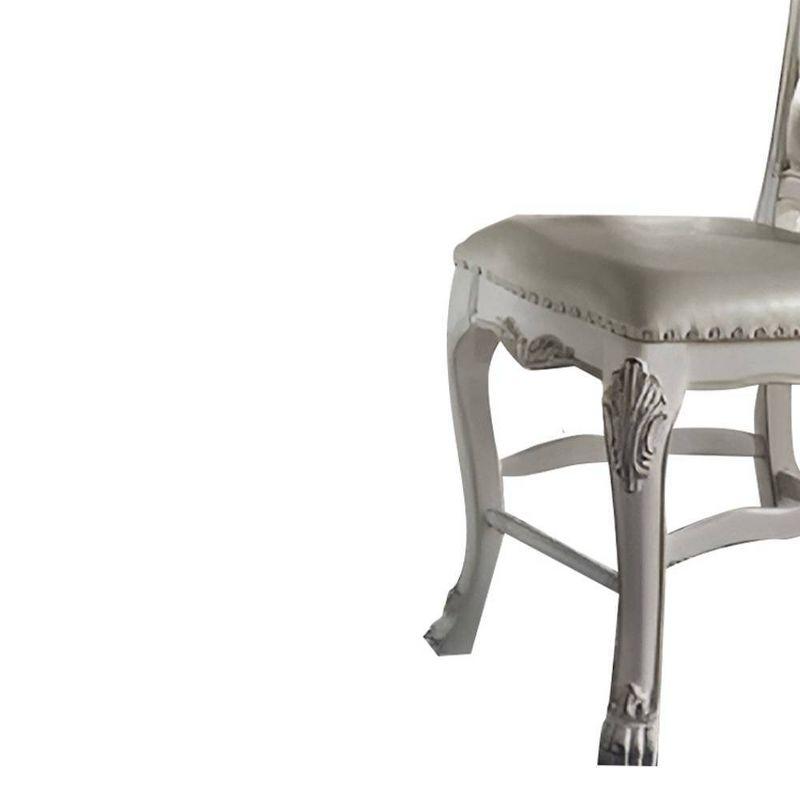 Acme Furniture 25" Dresden Dining Chair Fabric and Bone White Finish: Leather Upholstery, Wood Frame, Armrest, Spot Clean