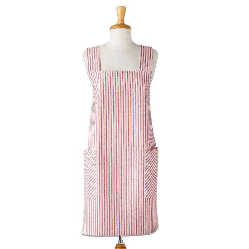 Red and White Striped Cotton Pinafore Apron