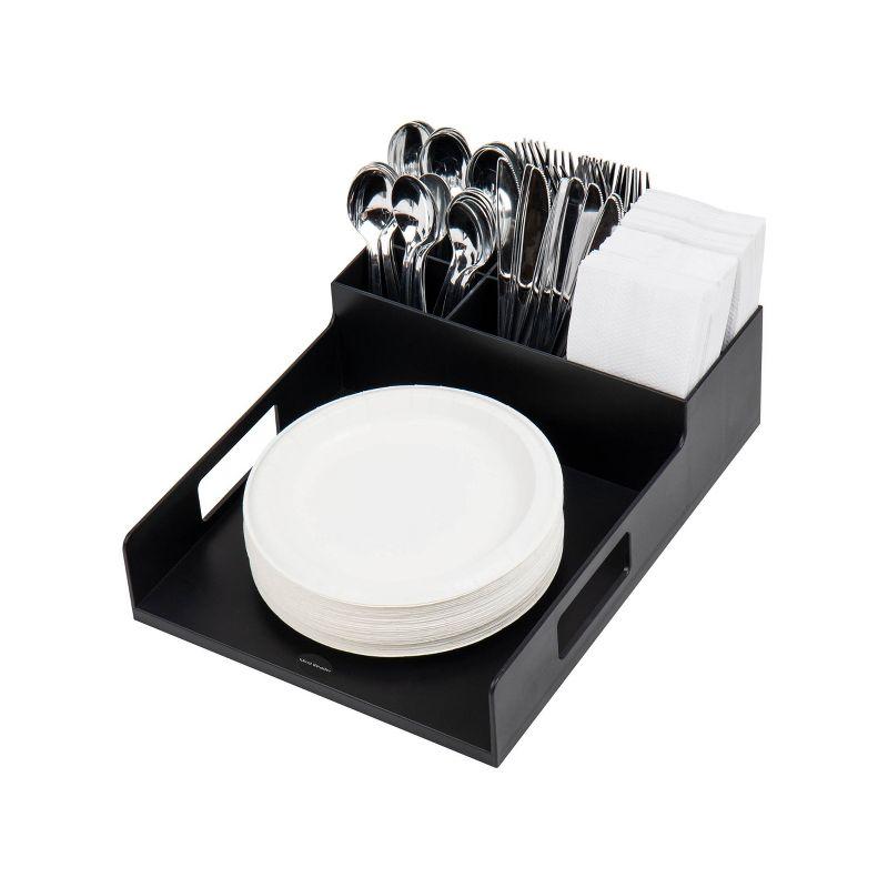 Mind Reader Utensil Napkin & Plate Holder Silverware Organize Black: Coffee Station Caddy, Metal & Plastic, 4.5" Height