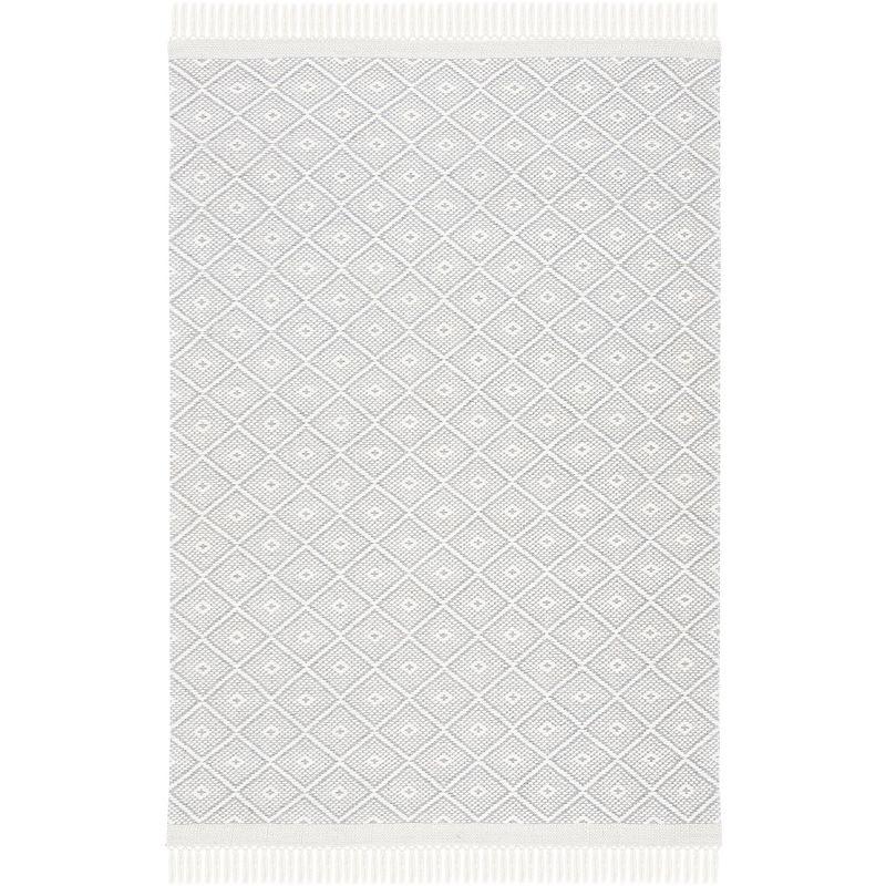 Ivory Hand-Knotted Wool Square Area Rug