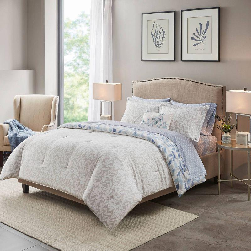 Madison Park Essentials Sofia Microfiber Reversible Comforter Set with Bed Sheets
