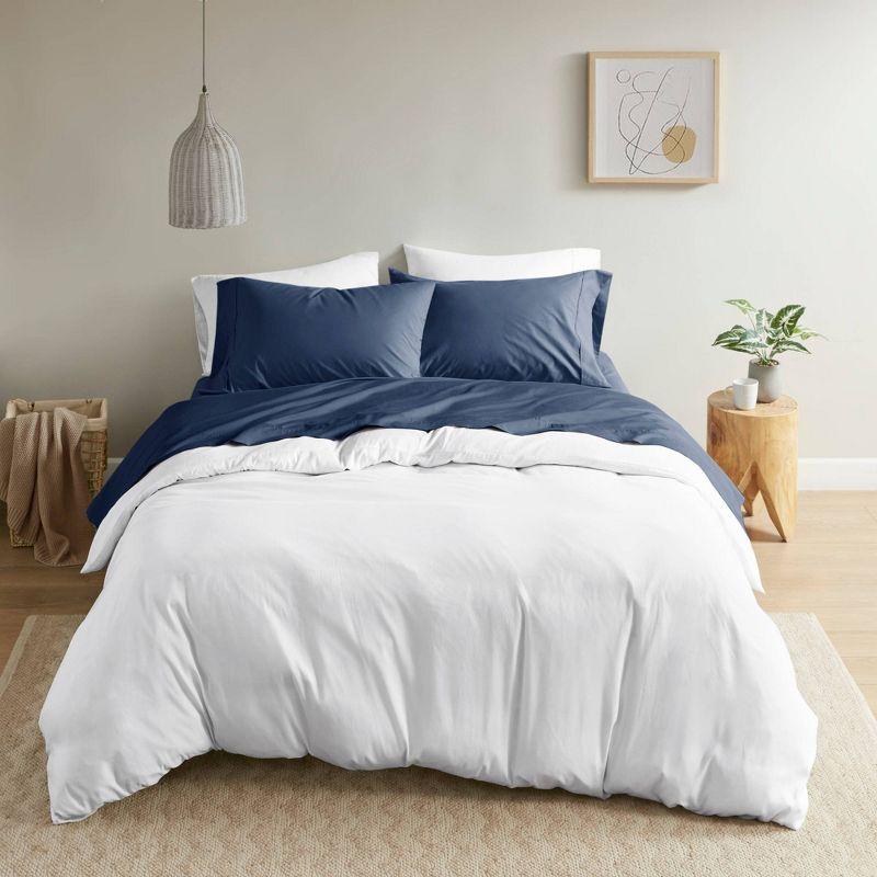 Madison Park Peached Percale 200 Thread Count Relaxed Cotton Percale Sheet Set