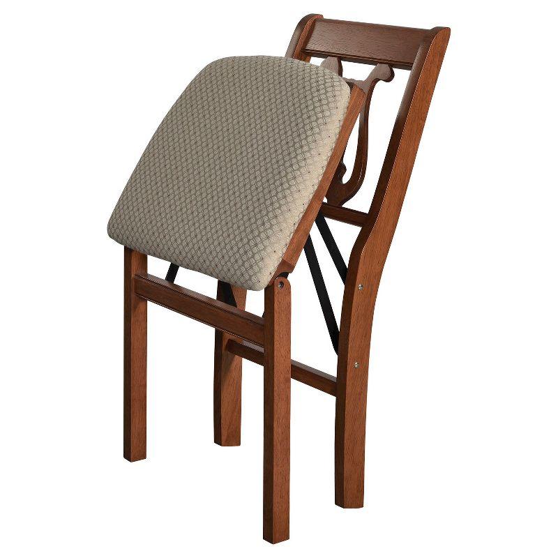 2pc French Cane Folding Chairs Cherry - Stakmore: Elegant French Country Style, No Assembly Required