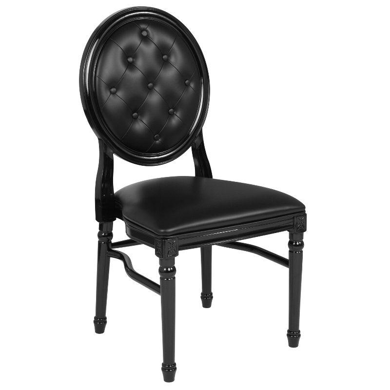 Elegant Black Vinyl Upholstered King Louis Side Chair