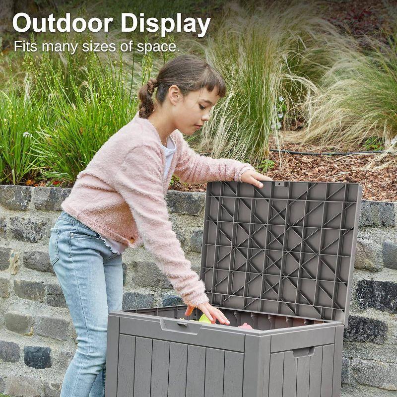 East Oak 31 Gal Selflock Resin Deck Box Deep Gray: Weather-Resistant Storage, Easy Snap Assembly, Lockable