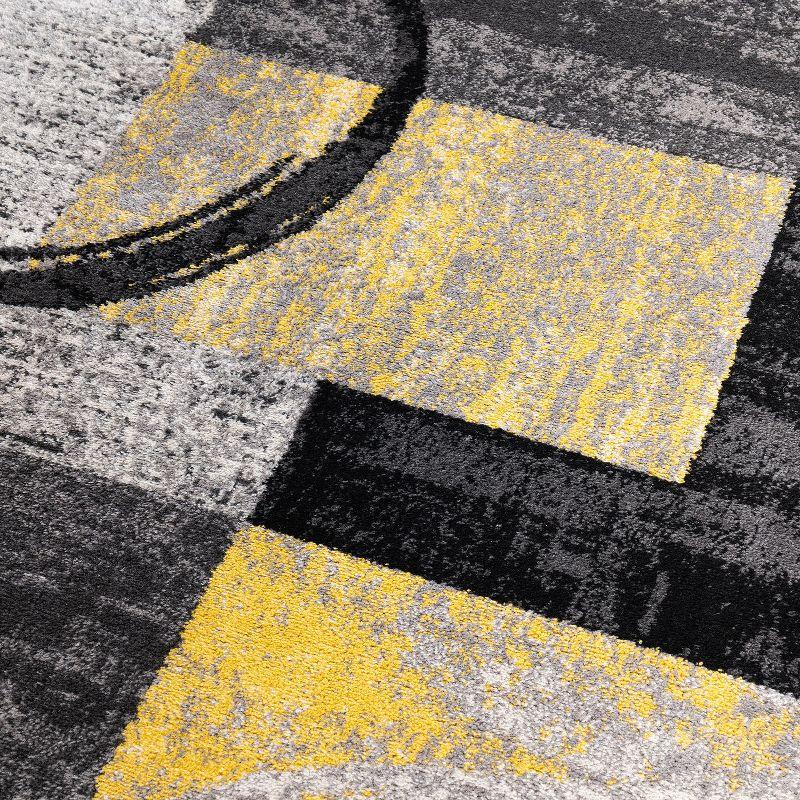 World Rug Gallery Abstract Circle Yellow 2'x3' Area Rug