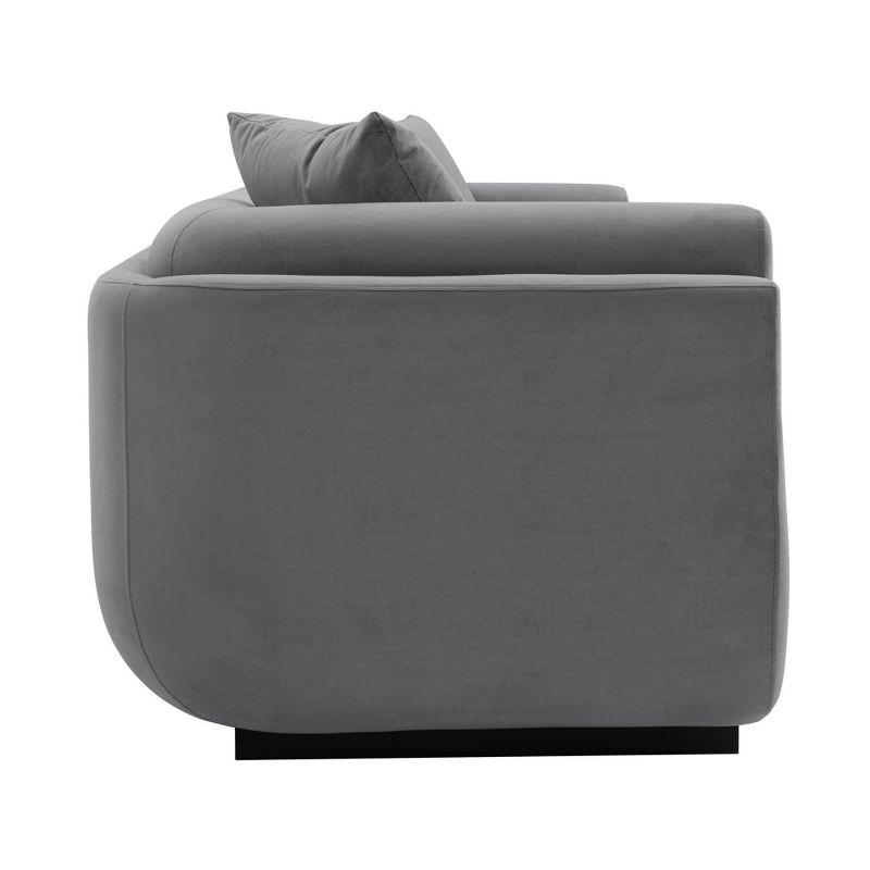 Edmonda Contemporary Velvet Upholstered Sofa with Pillows Dark Gray - Manhattan Comfort