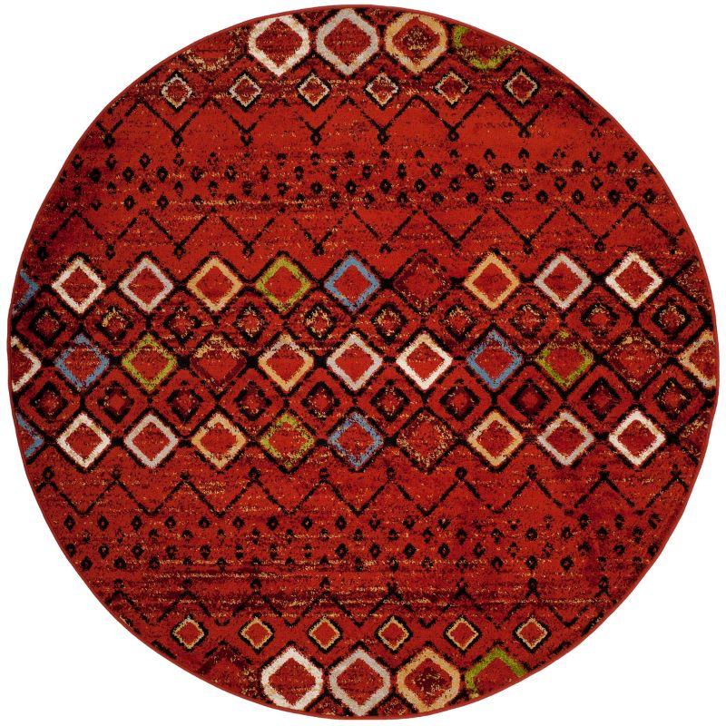 Amsterdam AMS108 Power Loomed Indoor Area Rug - Terracotta/Multi - 5'1" Round - Safavieh