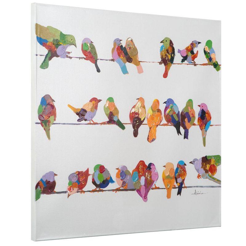 Birds on a Wire II Unframed Wall Canvas - Yosemite Home Decor: Acrylic Artwork, 36x36 inches, for All Ages