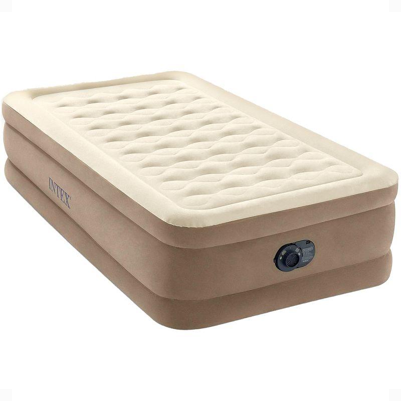 Intex Ultra Plush Fiber Tech Airbed Mattress with Built in Pump