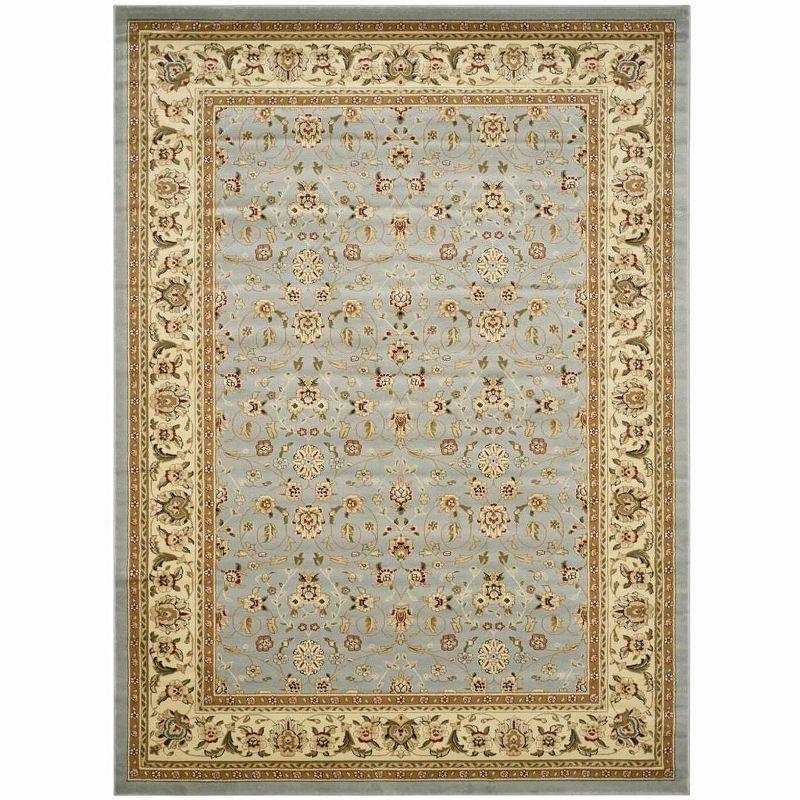 Blue Floral Motif Synthetic 8' x 10' Area Rug