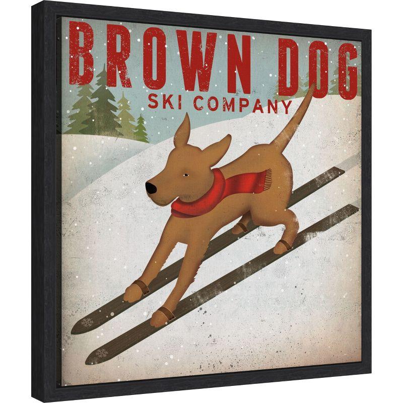 Amanti Art Brown Dog Ski Co by Ryan Fowler Canvas Wall Art Print Framed 16-in. x 16-in.