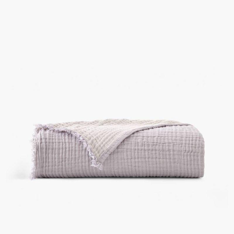50"x60" Two Toned Organic Throw Blanket Lavender - Truly Soft: GOTS Certified, Reversible, Lightweight