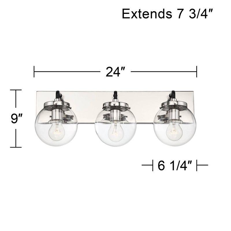 Fairling Polished Nickel 3-Light Wall Sconce with Clear Glass Globes