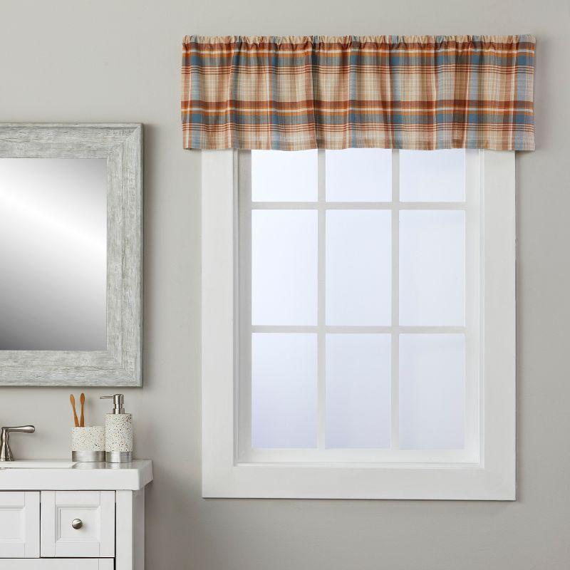 Plaid Tailored 58'' W Window Valance in