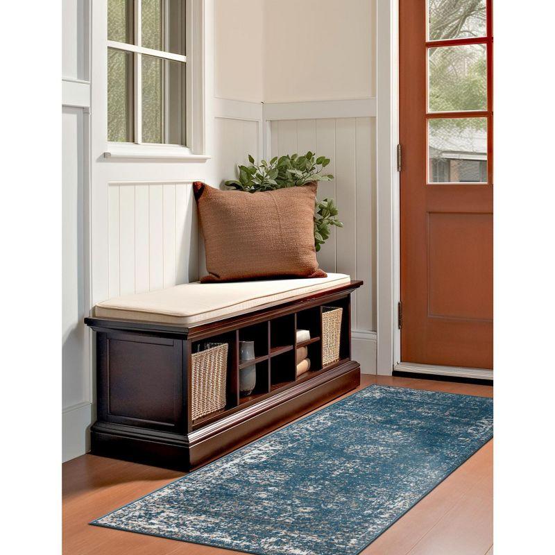 Unique Loom 3' 3 x 16' 5 Runner Sofia Blue Runner Rug