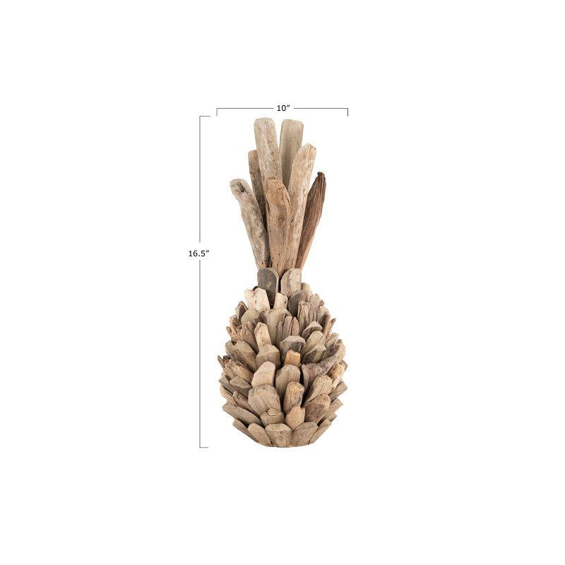 Driftwood Pineapple Decorative Sculpture (7.75"x16.5") - Storied Home: Unique Bohemian Style, Indoor Summer Accent