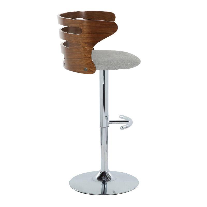 Walnut and Gray Adjustable Swivel Barstools with Metal Base