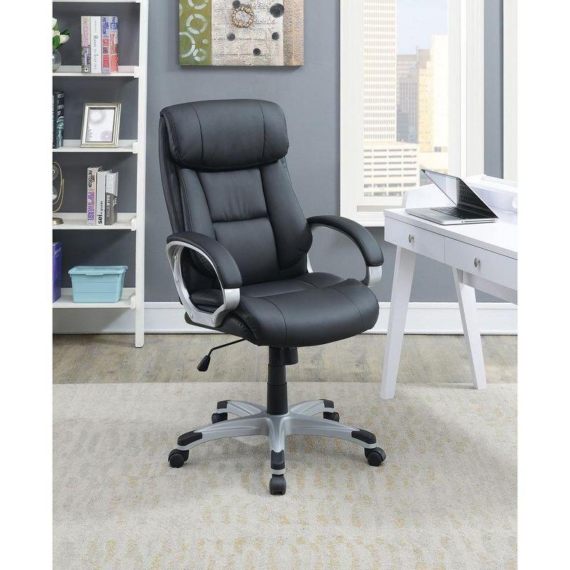 Ergonomic High-Back Swivel Office Chair with Leatherette Padded Armrests, Black