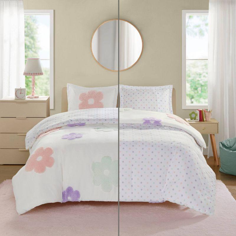 Gracie Floral Reversible Tufted Chenille Duvet Cover Set