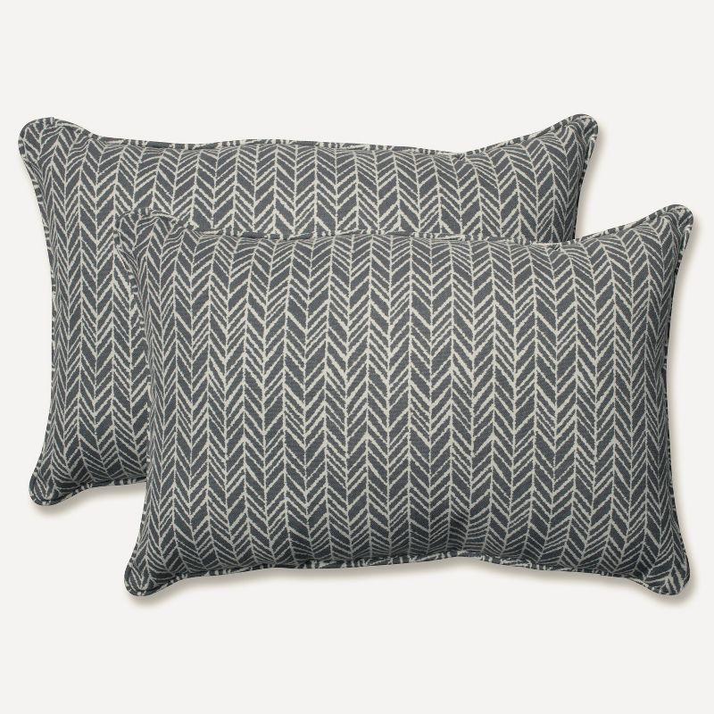 Slate Gray Herringbone Rectangular Embroidered Kids Pillow Set