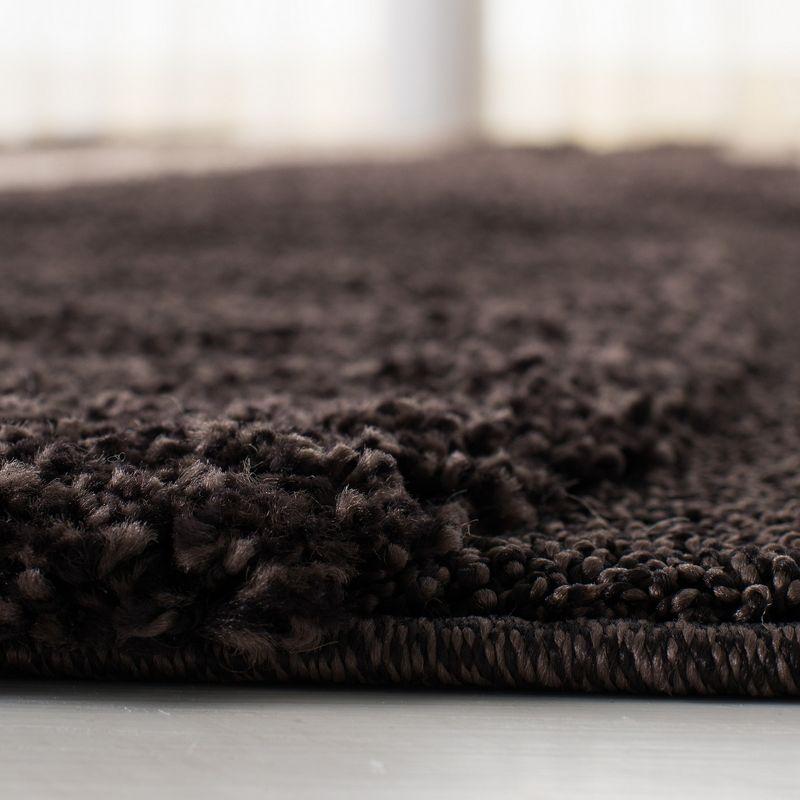 Florida Shag SG451 Power Loomed Indoor Area Rug - Dark Brown/Beige - 5'x5' Square - Safavieh
