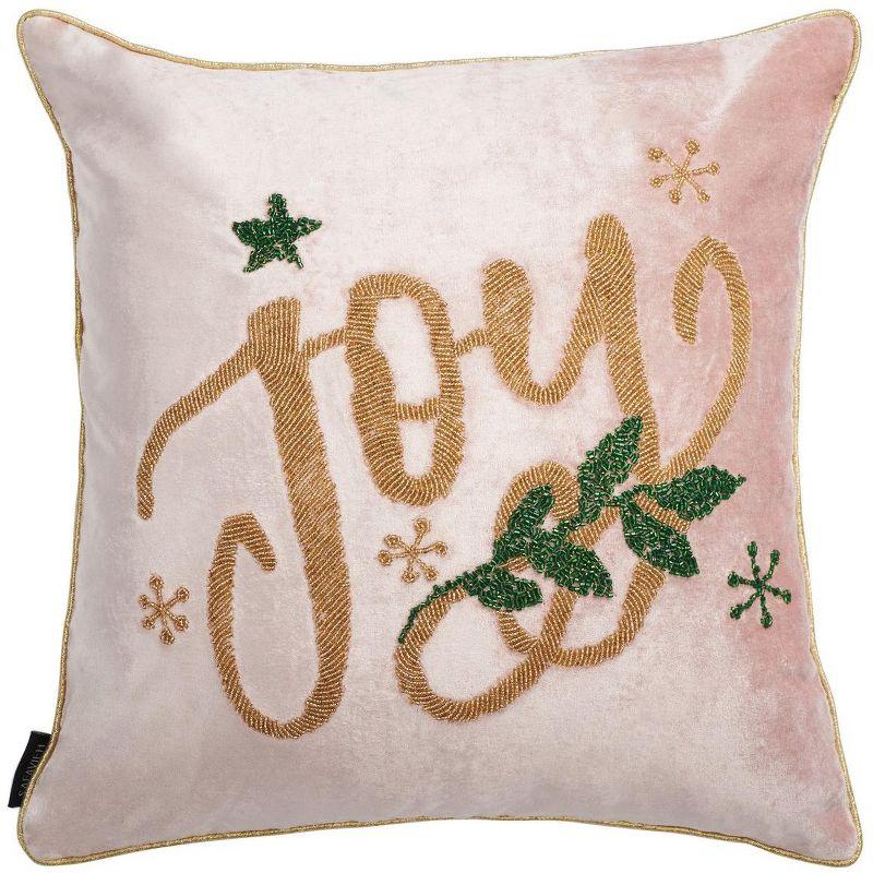 Pink Cotton-Viscose Joy Pillow with Beaded Design