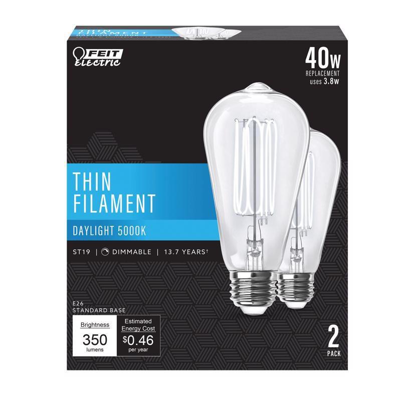 Feit Electric Clear ST19 Dimmable LED Filament Bulbs 2-Pack