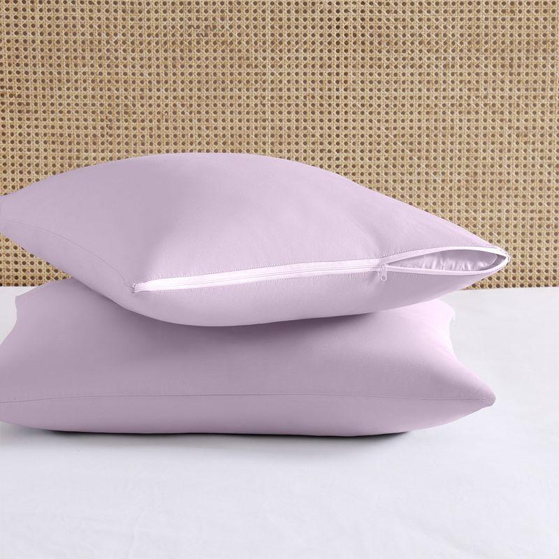 Lavender Cotton Hypoallergenic Standard Pillow Protector with Zipper - 2 Pack