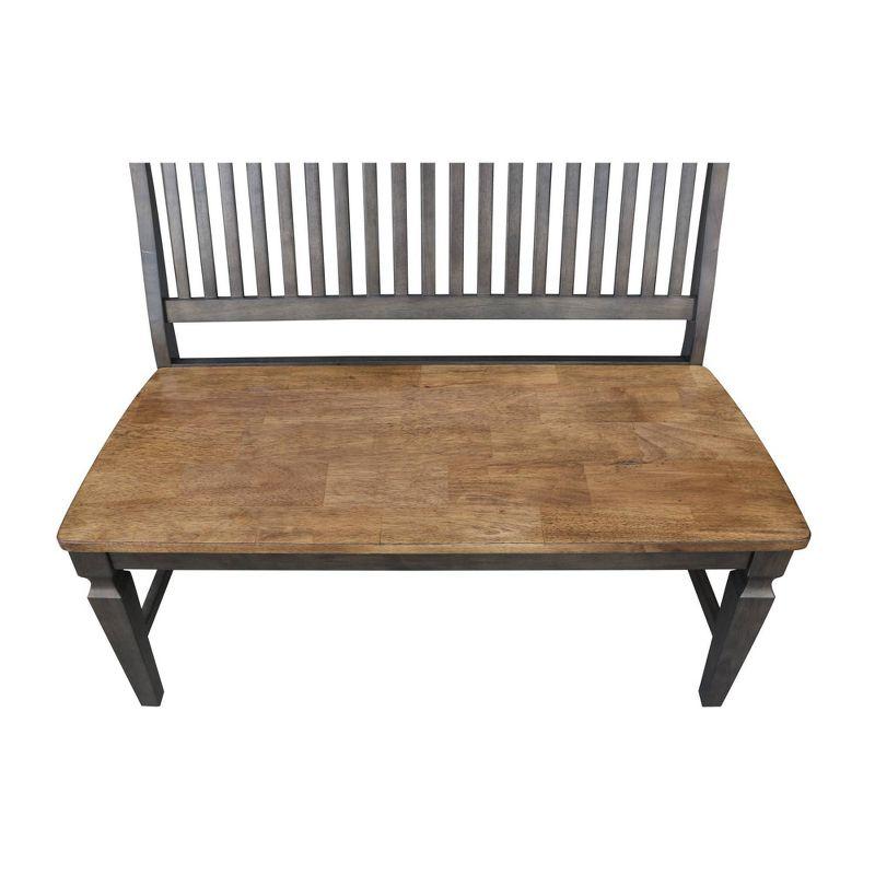 Vista Slatback Bench Hickory Brown - International Concepts: Solid Wood, Kitchen, Dining, Unupholstered