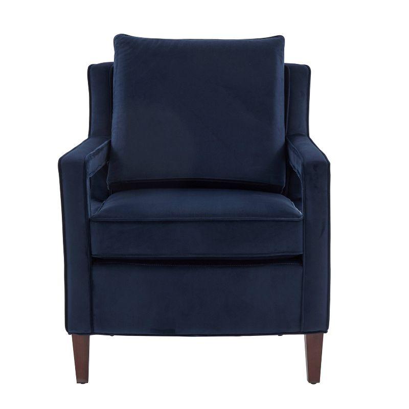 Questa Navy Blue Velvet Wooden Leg Accent Armchair