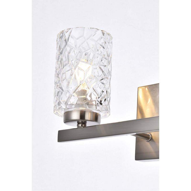 Elegant Lighting Cassie 2 lights bath sconce in satin nickel with clear shade