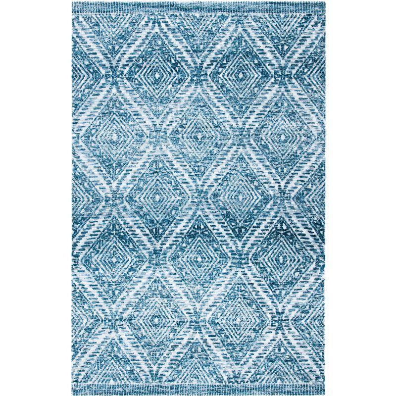 Blue Hand-Tufted Wool Rectangular Area Rug 4' x 6'