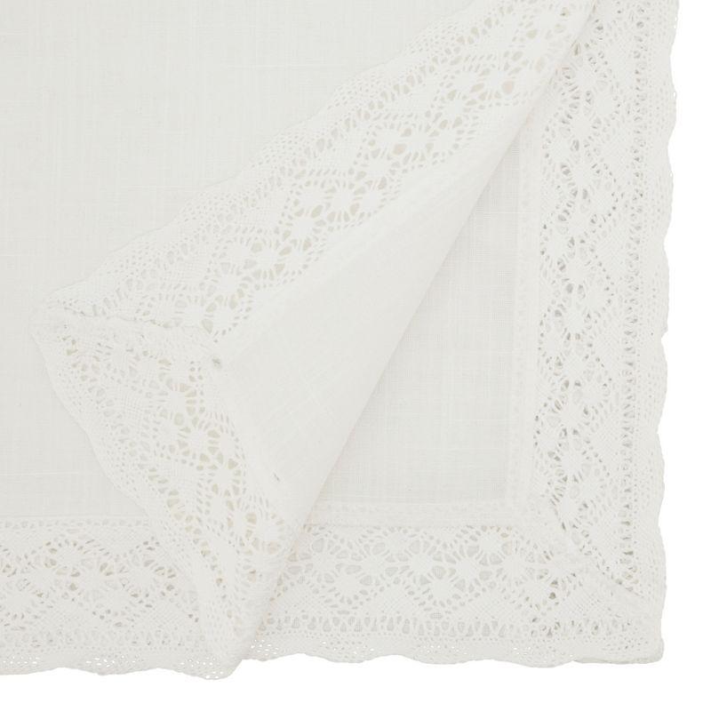 Saro Lifestyle Table Runner with Lace Border Design, 16"x72", White