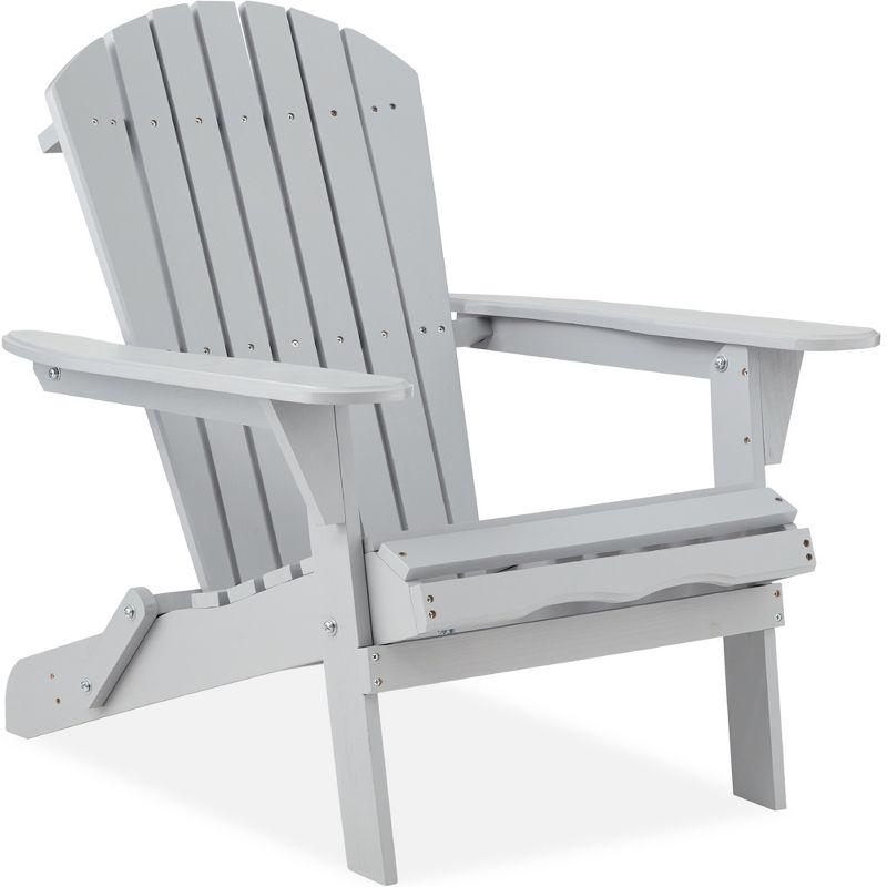 Gray Hemlock Wood Folding Adirondack Chair with Arms