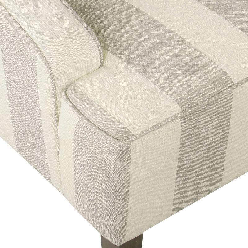 Classic Gray Stripe Swoop Armchair with Wood Legs