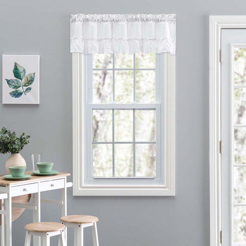 Ellis Stacey 1.5" Rod Pocket High Quality Fabric Solid Color Window Ruffled Filler Valance 54"x13" White