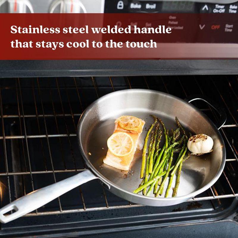 Alva Alva Maestro 3-Piece Professional 5-Ply Stainless Steel Frying Pan Set - Non-Toxic PFAS/PFOA/PTFE-Free Skillets & Cookware - Induction & All Stovetop Compatible - Oven Safe - Stay-Cool Handles