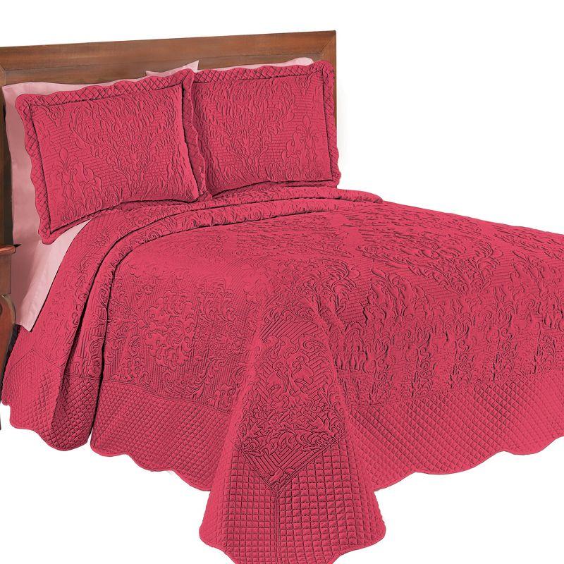 Collections Etc Lovely Victoria Damask Textured Design Oversized Bedspread