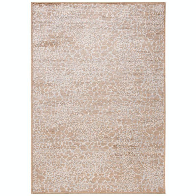 Atlas Ivory and Beige Rectangular Viscose Area Rug