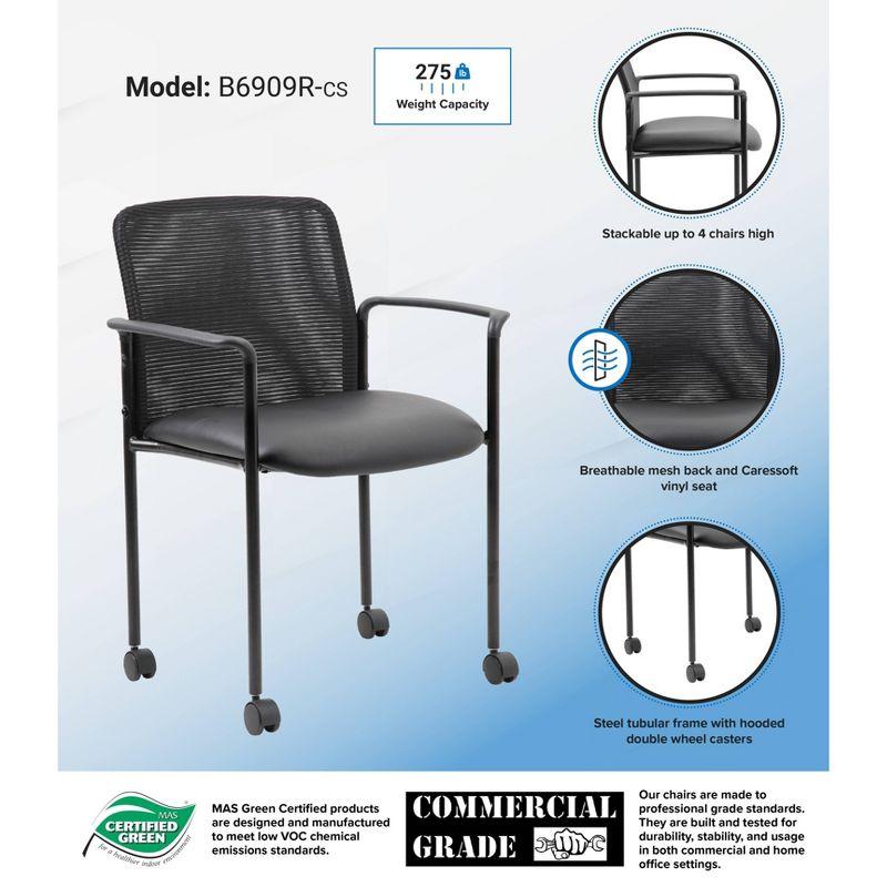 Mesh Guest Chair with Fixed Arms & Metal Frame - Boss Office Products: Stackable, Breathable Back