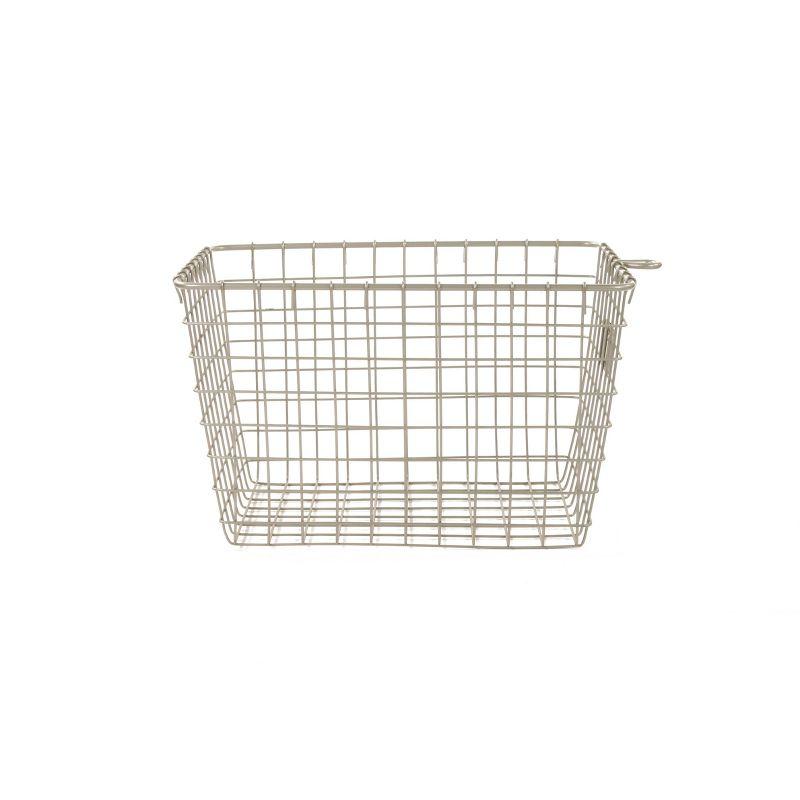 Vintage Farmhouse Charm Small Satin Nickel Wire Storage Basket