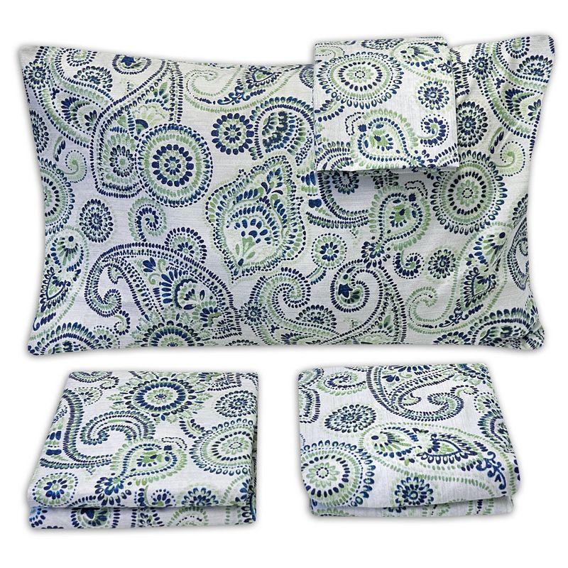 Modern Paisley 4 Piece Printed Sheet Set, Double Brushed Microfiber by Sweet Home Collection®