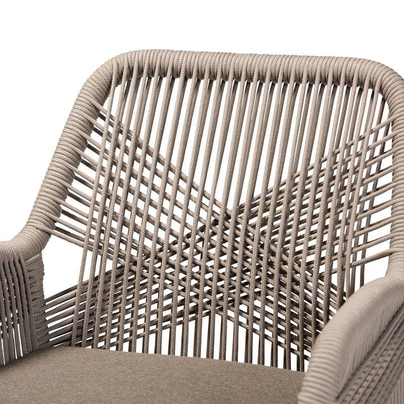 bali & pari Jennifer Woven Rope Mahogany Dining Armchair Gray/Walnut: Upholstered, No Assembly, Polyester/Cotton